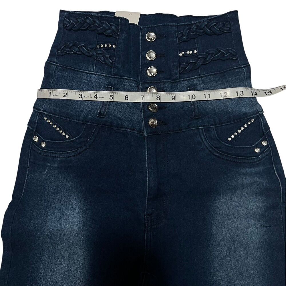 Danesi Jeans High Waist Butt Lifter Skinny Jeans Rhinestone Embellished Size 11 - Picture 14 of 15